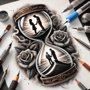 eternity-realism-glass-effect-for-back – tattoo design ideas free ai generated – Gallery: watches-hourglass-inkby-ai