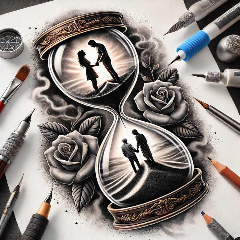 eternity-realism-glass-effect-for-back – tattoo design ideas free ai generated – Gallery: watches-hourglass-inkby-ai