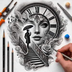 time-evolution-symbol-neotraditional-refined-lines-for-triceps – tattoo design ideas free ai generated – Gallery: watches-hourglass-inkby-ai