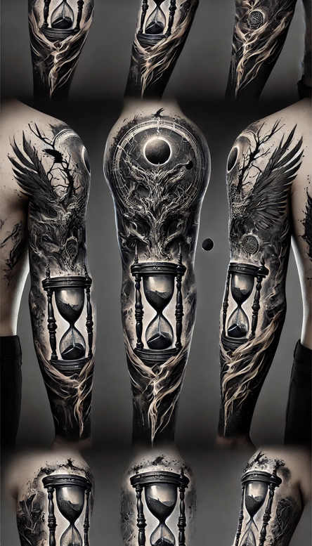 time-tattoo-neotraditional-contrasting-colors-for-hip – tattoo design ideas free ai generated – Gallery: watches-hourglass-inkby-ai