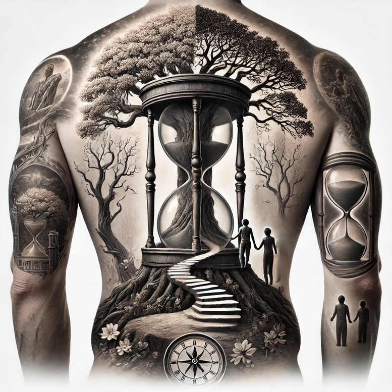 time-nostalgia-symbol-realism-depth-of-field-for-nape – tattoo design ideas free ai generated – Gallery: watches-hourglass-inkby-ai