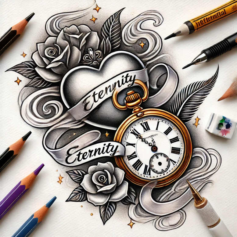 time-transformation-symbol-realism-seamless-blend-for-collarbone – tattoo design ideas free ai generated – Gallery: watches-hourglass-inkby-ai