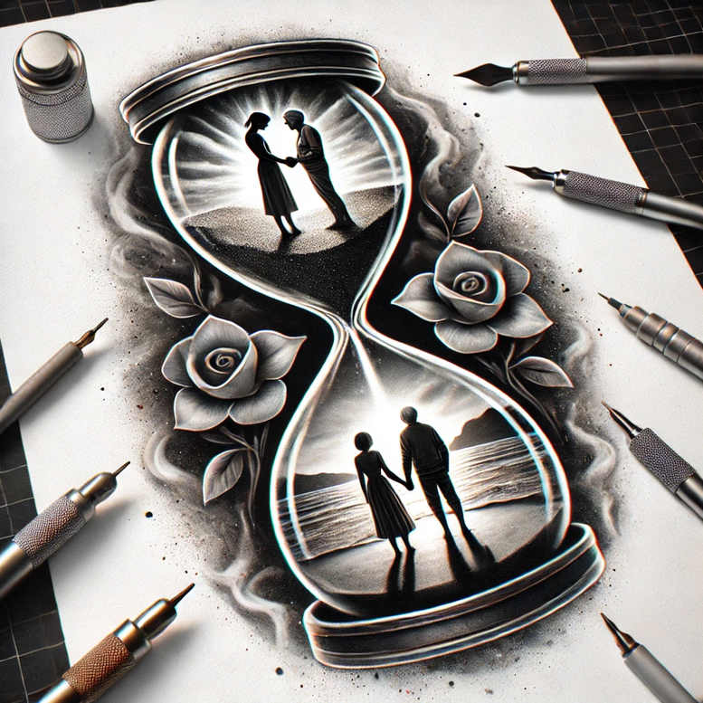 time-with-lines-surrealism-ghostly-shapes-for-side-torso – tattoo design ideas free ai generated – Gallery: watches-hourglass-inkby-ai