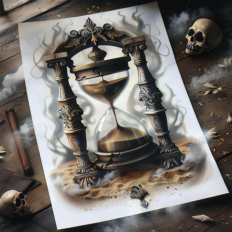 time-mystery-motif-neotraditional-dynamic-color-for-ribs – tattoo design ideas free ai generated – Gallery: watches-hourglass-inkby-ai