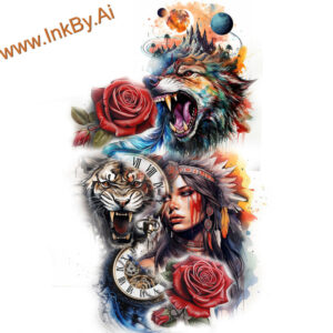 sea-motifs-neotraditional-contrasting-colors-for-lower-leg – tattoo design ideas free ai generated – Gallery: water-animals-inkby-ai