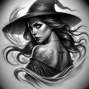 natural-magic-tattoo – tattoo design ideas free ai generated – decaying – for-upper-back – Gallery: witches-inkby-ai