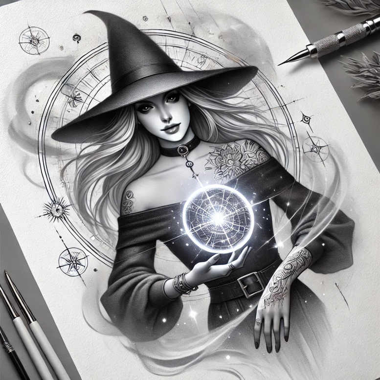 symbols-motif-tattoo – tattoo design ideas free ai generated – terrifying – for-hand – Gallery: witches-inkby-ai