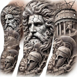 zeus tattoo design ideas naturalistic cloud throne for lower thigh