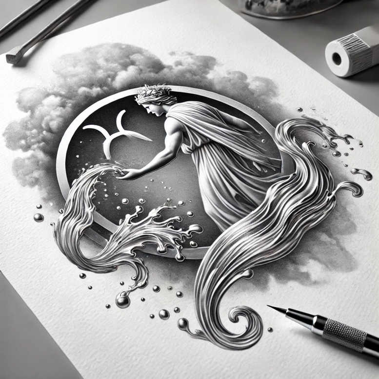 zodiac-signs tattoo design ideas no fill birth emblem for back shoulder