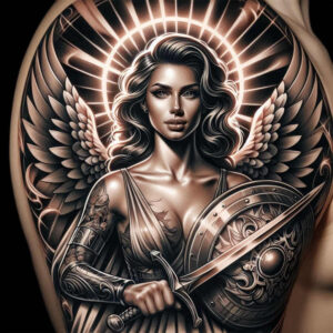 angel – tattoo design ideas free ai generated – realism-photo-realistic – for-arm – Gallery: angel-inkby-ai