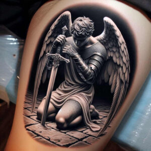 angel – tattoo design ideas free ai generated – realism-photo-realistic – for-arm – Gallery: angel-inkby-ai