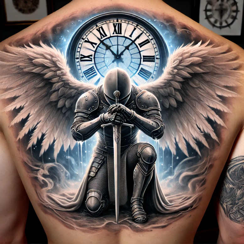 angel – tattoo design ideas free ai generated – realism-photo-realistic – for-arm – Gallery: angel-inkby-ai