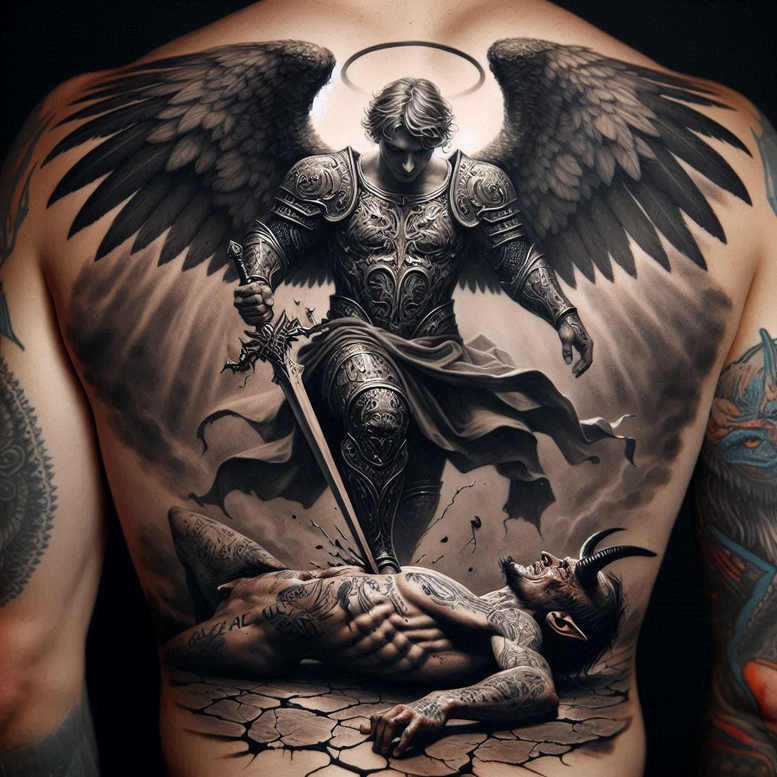 angel – tattoo design ideas free ai generated – realism-photo-realistic – for-arm – Gallery: angel-inkby-ai