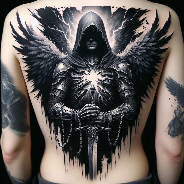 angel – tattoo design ideas free ai generated – realism-photo-realistic – for-arm – Gallery: angel-inkby-ai