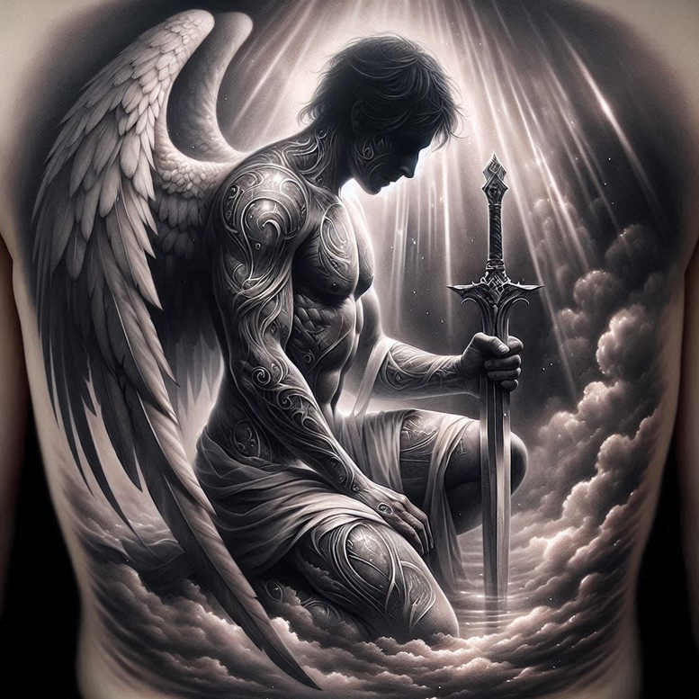 angel – tattoo design ideas free ai generated – realism-photo-realistic – for-arm – Gallery: angel-inkby-ai