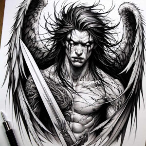 angel – tattoo design ideas free ai generated – realism-photo-realistic – for-arm – Gallery: angel-inkby-ai