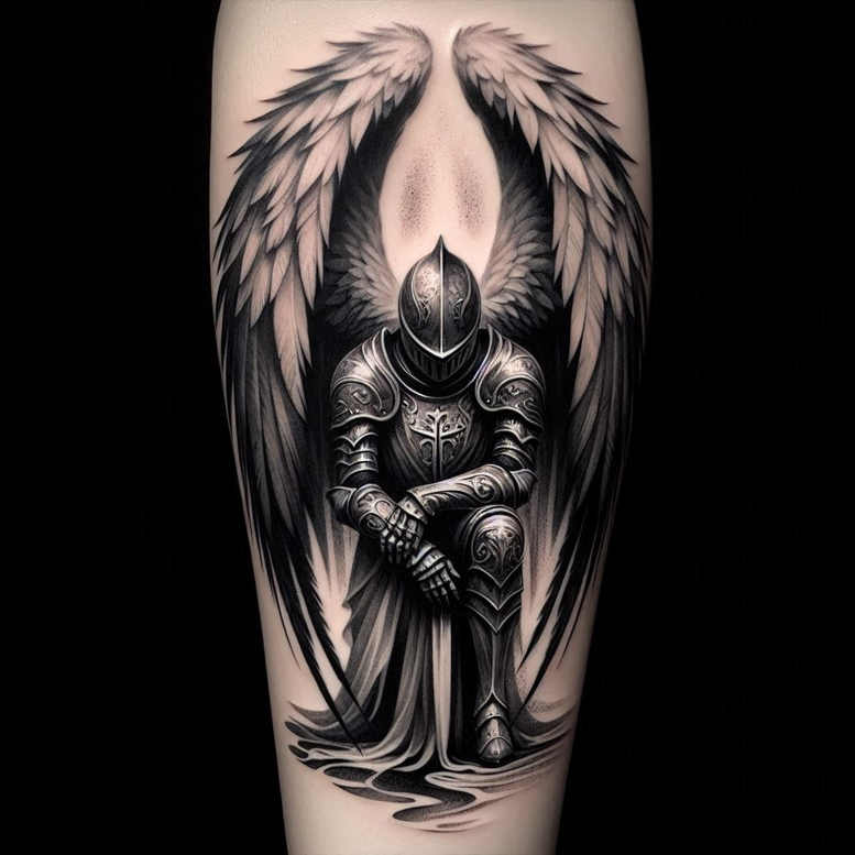 angel – tattoo design ideas free ai generated – realism-photo-realistic – for-arm – Gallery: angel-inkby-ai