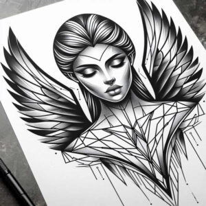 angel – tattoo design ideas free ai generated – realism-photo-realistic – for-arm – Gallery: angel-inkby-ai