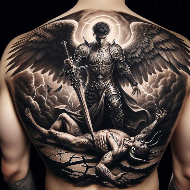 angel – tattoo design ideas free ai generated – realism-photo-realistic – for-arm – Gallery: angel-inkby-ai