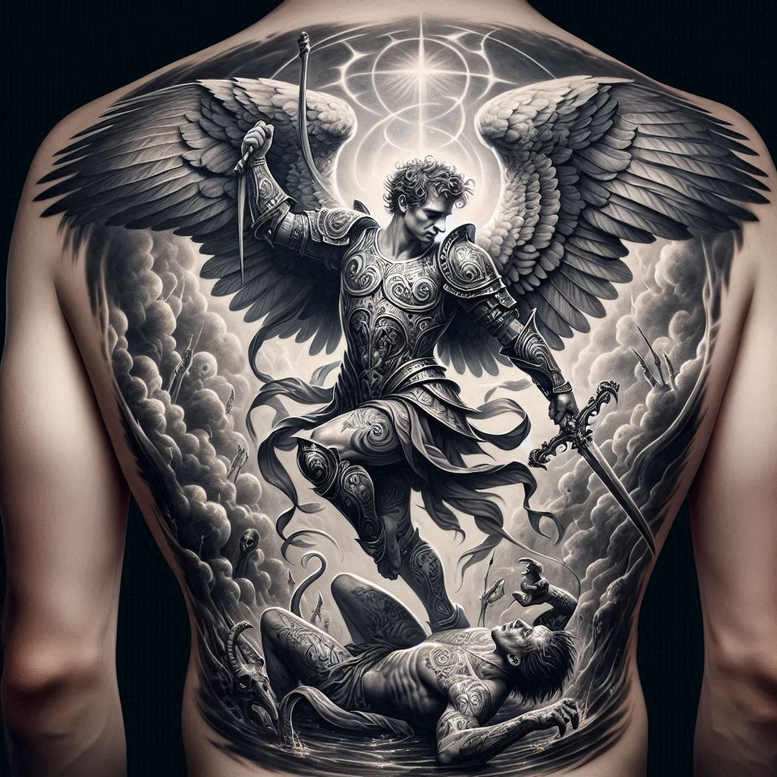 angel – tattoo design ideas free ai generated – realism-photo-realistic – for-arm – Gallery: angel-inkby-ai
