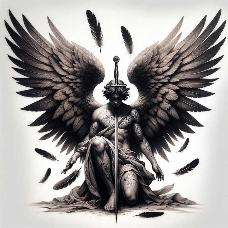 angel – tattoo design ideas free ai generated – realism-photo-realistic – for-arm – Gallery: angel-inkby-ai