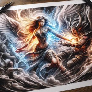 angel – tattoo design ideas free ai generated – realism-photo-realistic – for-arm – Gallery: angel-inkby-ai