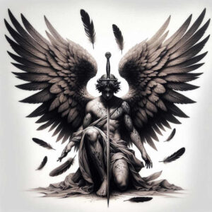 angel tattoo design ideas solid blacks celestial grace for back shoulder