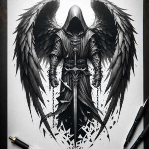 angel tattoo design ideas Surrealism psychological depth celestial messenger for side
