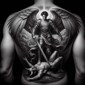angel tattoo design ideas Surrealism phantasm spiritual for upper back