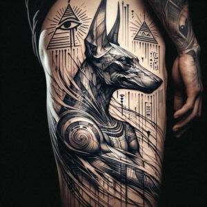 anubis-tomb-guardian-photorealistic-drawing-for-back-of-neck – tattoo design ideas free ai generated – Gallery: anubis-inkby-ai