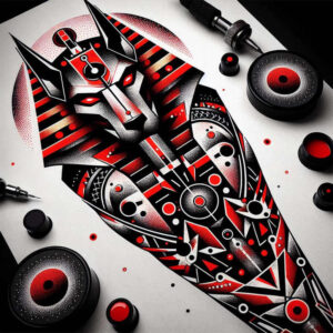 anubis-tomb-reflective-light-for-outer-arm – tattoo design ideas free ai generated – Gallery: anubis-inkby-ai