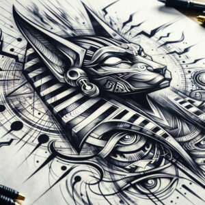 spiritual-power-anubis-sharp-focus-for-nape – tattoo design ideas free ai generated – Gallery: anubis-inkby-ai