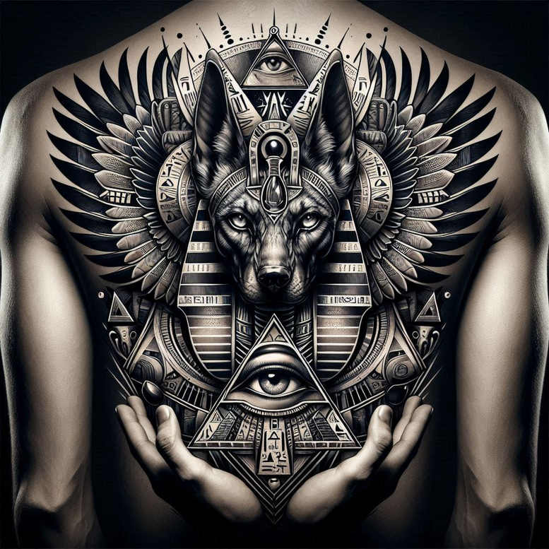 anubis-god-of-death-cgi-realism-for-upper-back – tattoo design ideas free ai generated – Gallery: anubis-inkby-ai