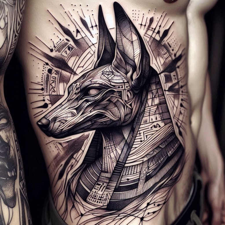 anubis tattoo design ideas dynamic linework afterlife for full back
