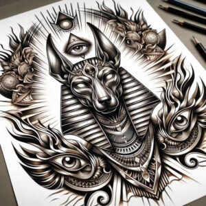 anubis tattoo design ideas Realism sharp focus embalmer for triceps