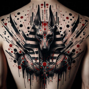 anubis tattoo design ideas Surrealism ethereal glow funerary for calf