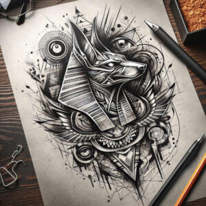 anubis tattoo design ideas Surrealism disorienting funerary for palm