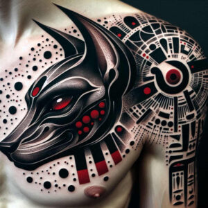 anubis tattoo design ideas real-life shading guardian for back shoulder