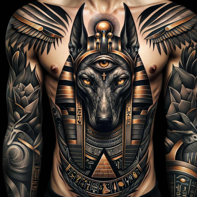 anubis tattoo design ideas Surrealism enigmatic guardian for heel