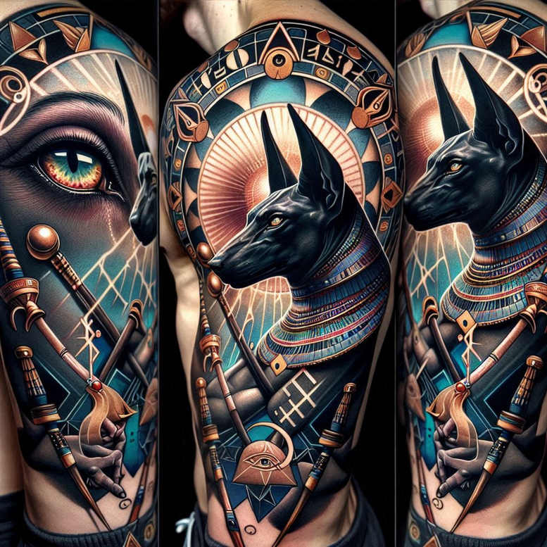 anubis tattoo design ideas Surrealism shifting shapes mythological for knee