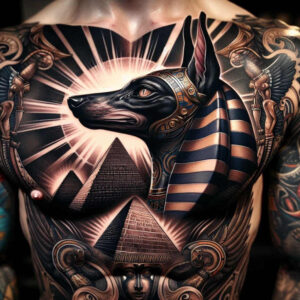 anubis tattoo design ideas bold highlights power for upper thigh