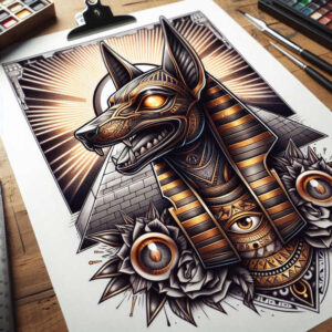 anubis tattoo design ideas realistic movement sacred animal for foot