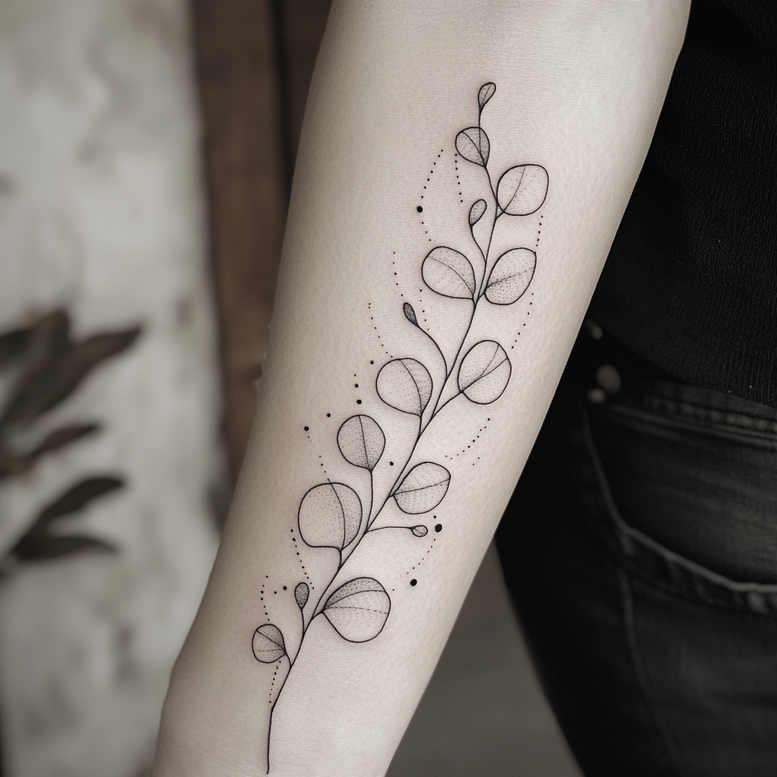 branches tattoo design ideas single dot naturalistic for triceps