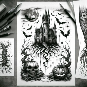 castle-bastion-dark-focal-blur – tattoo design ideas free ai generated – Gallery: castles-inkby-ai