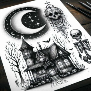 medieval-castle-noir-photo-like-tattoo – tattoo design ideas free ai generated – Gallery: castles-inkby-ai