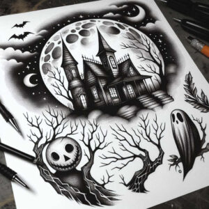 castles tattoo design ideas illustrative style dramatic shadows for arm
