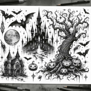 castles tattoo design ideas Realism transparent layer towers for abdomen
