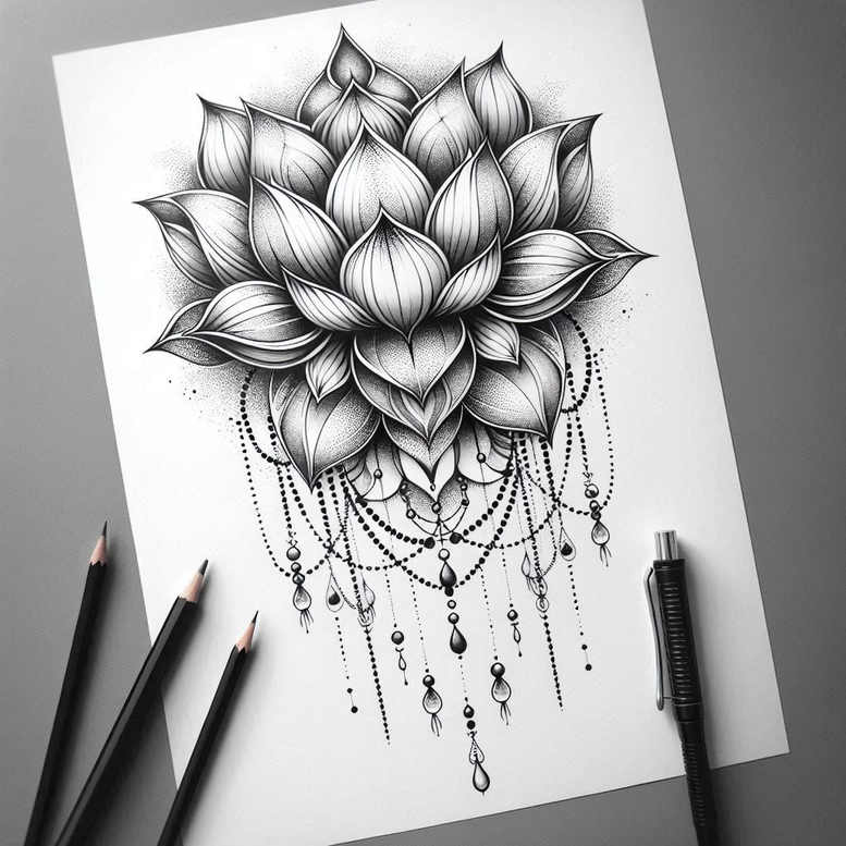 elegant-chain – tattoo design ideas free ai generated – realism-color-precision – for-calf – Gallery: chains-inkby-ai
