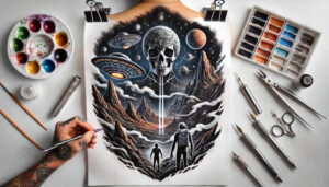 cosmos tattoo design ideas vector-style black holes symbol of courage