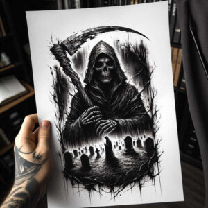 creative-masking – tattoo design ideas free ai generated – invisible-entity – for-shoulder-blade – Gallery: cover-up-inkby-ai
